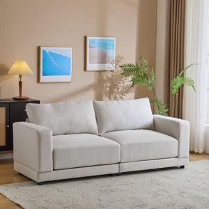 Modern Square Arm Sofa With Soft Fabric Upholstery, Deep Cushions