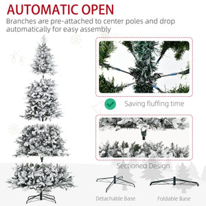 9 Foot Pine Snow Flocked Artificial Christmas Tree with Realistic Branches - White