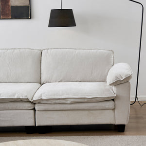 Living Room Furniture Sofa Luxury Couch Four Seater with Two Ottomans Soft Chenille Upholstered U Shape Sofa