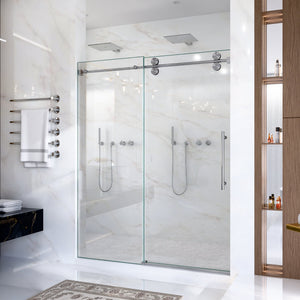 56-60"W x 72"H Frameless Sliding Shower Door – Clear Tempered Glass