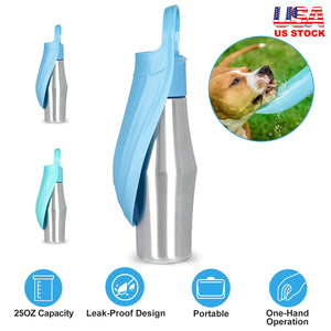 25OZ Portable Dog Water Bottle Foldable Stainless Steel Water Dispenser Leak-Proof Design for Dog Walking Traveling Hiking Outdoor Activities