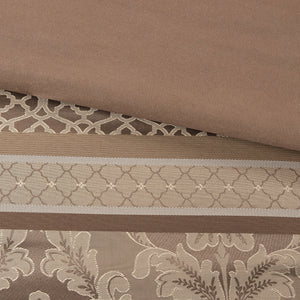 7 Piece Jacquard Comforter Set Brown/Gold Queen