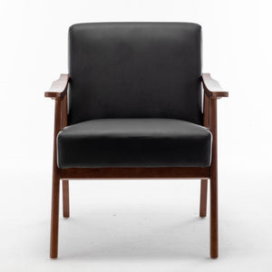 Mid Century Modern Accent Chair With Solid Wood Frame And Extra Thick Backrest