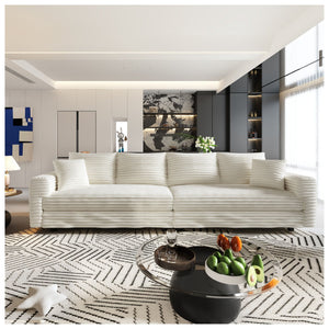 Deep Seat Convertible Sofa With Soft Pillows And Ottomans
