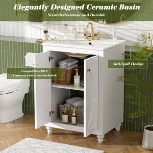 Bathroom Vanity With Ornate Elliptical Motif, Soft Close Hinges