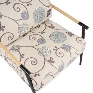 27.56" Modern Accent Chair with Plush Cushions and Wooden Armrests