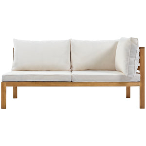 Wood Structure Outdoor Sofa Set with Beige Cushions