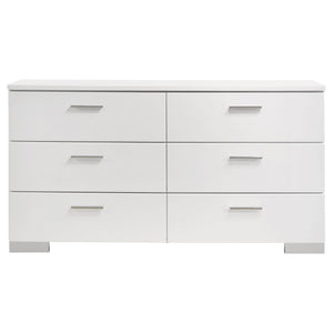 August - 6 Piece Queen Panel Bedroom Set With LED Lighting - White