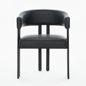 Modern Dining Upholstered Barrel Chair With Curved Back And Armrests