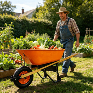 Steel Tray Wheelbarrow Two-Wheeled Trolley for Garden Use