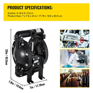 Air-Operated Double Diaphragm Pump 1 Inch Inlet/Outlet Aluminum