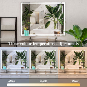 LED Bathroom Vanity Mirror Wall Mounted Adjustable / Warm / Natural Lights Anti-Fog Touch Switch With Memory Modern Smart Large Bathroom Mirrors