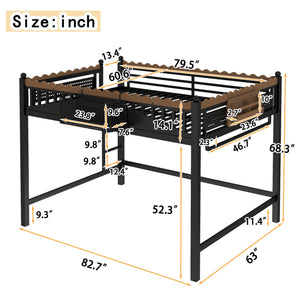 Queen Size Loft Bed with Ladders and Storage