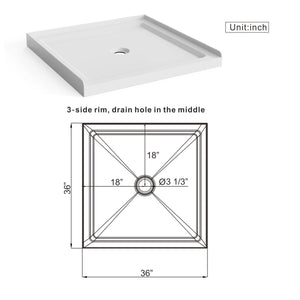 Goodyo - Centered Drain Shower With 3-Side Tile Flanges - White