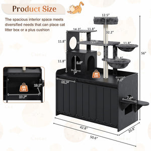 50.6" Cat Tree with Litter Box Enclosure and Sisal Scratching Post