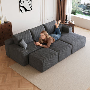 95" Cloud Sectional Sofa with 2 Ottomans