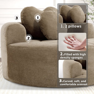 Round Sofa Bed with Memory Foam Sectional Couch for Living Room