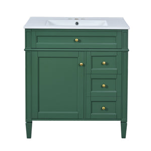 Bathroom Vanity With Top Sink, 2 Drawers & Tip Out Drawer