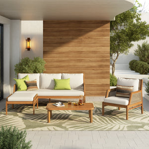 4 Piece Acacia Wood Patio Furniture Set