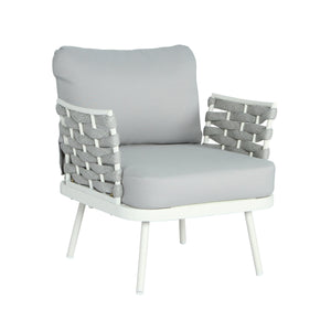 Mariano Steel 4-Pieces Conversation Set, Off White & Grey