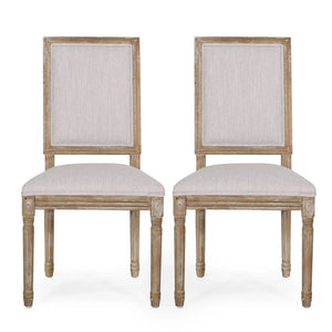 French Country Style Dining Chair with Upholstered Seating and Fluted Legs