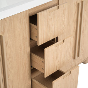 Double Sink Bathroom Vanity With Sinks, Soft Close Doors & 3 Drawers - Wood