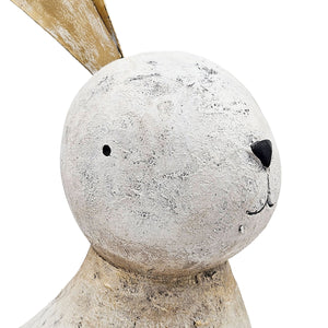 White Magnesium Rabbit Figurine with Gold Iron Ears