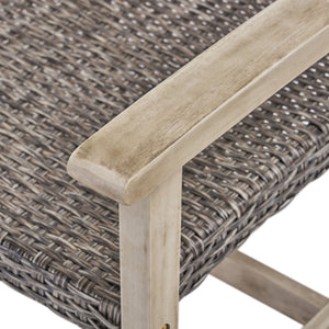 Hampton Outdoor Wood and Wicker Loveseat - Gray