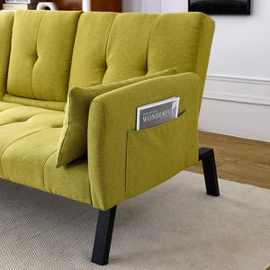 Sofa Bed With Foldable Design And Cup Holder - Green