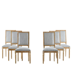 French Country Style Dining Chair with Upholstered Seating and Fluted Legs