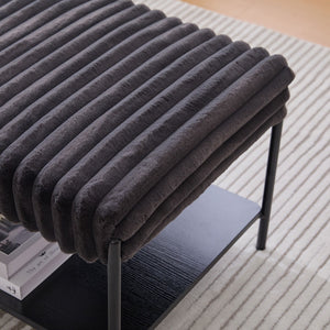 Upholstered Ottoman Coffee Table Foot Rest With Open Storage