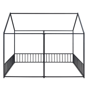 House Platform Beds, 2 Shared Beds, Metal Frame With Guardrails