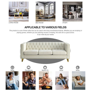 Upholstered Couch Sofa With Button Tufting For Living Room