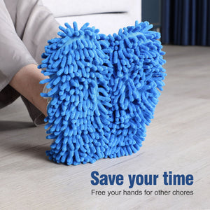 Microfiber Mop Slippers For Floor Cleaning, Machine Washable, 3 Pieces - Blue / Green / Red