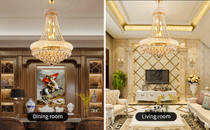 24-Inch Gold Crystal Chandelier, 12-Light French Empire Style Ceiling Light