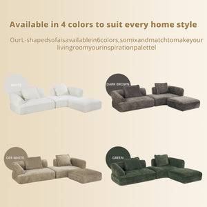 122" Modern L-Shaped Sectional Sofa with High-Density Foam and Chaise Lounge