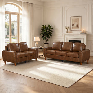 Breathable Faux Leather Sofa For Living Room