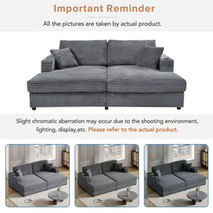 Oversized Loveseat Chaise With 2 USB Ports, 2 Cup Holders And 2 Throw Pillows
