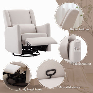 Wide Wingback Swivel Glider Rocker Recliner Chair