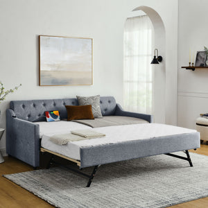 Size Upholstered Daybed With Trundle And USB Charging Armrest