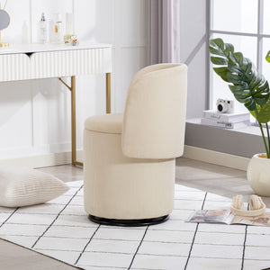 Barrel Chair, Built In Storage, 360° Swivel - Beige