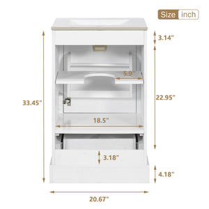 Bathroom Vanity With Sink, Soft Close Door, Adjustable U-Shaped Shelf