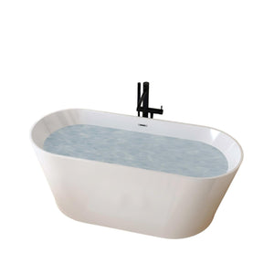 Glossy Freestanding Bathtub With Toe Tap Drain