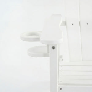 Outdoor Bar Height Adirondack Patio Chair With Cup Holder And Armrests All Weather UV Resistant - White