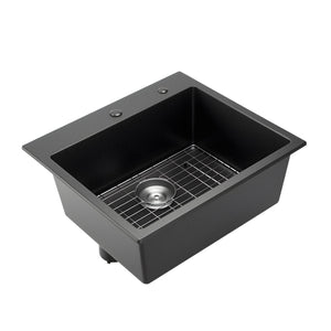 25 Inch Granite Kitchen Sink Top Mount Single Bowl Drop-In Basin for RV Bar