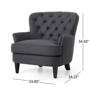 Enchante Living Room Set With Tufted Back Club Chair And Ottoman