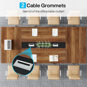 Conference Table For 8 - 10 People With Cable Management - Brown / Black