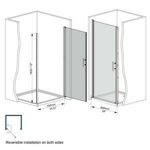 Shower Door With Glass And Explosion Proof Safety Film