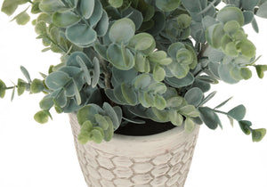 13" Tall Artificial Eucalyptus Grass Plant Set of 2 with White Pots - Dark Green
