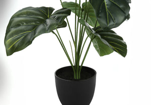 24" Tall Artificial Alocasia Plant with Real Touch Leaves - Black Pot